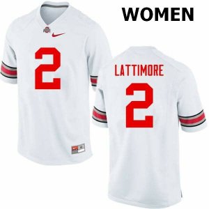 Women's Ohio State Buckeyes #2 Marshon Lattimore White Nike NCAA College Football Jersey Latest JAP8444US